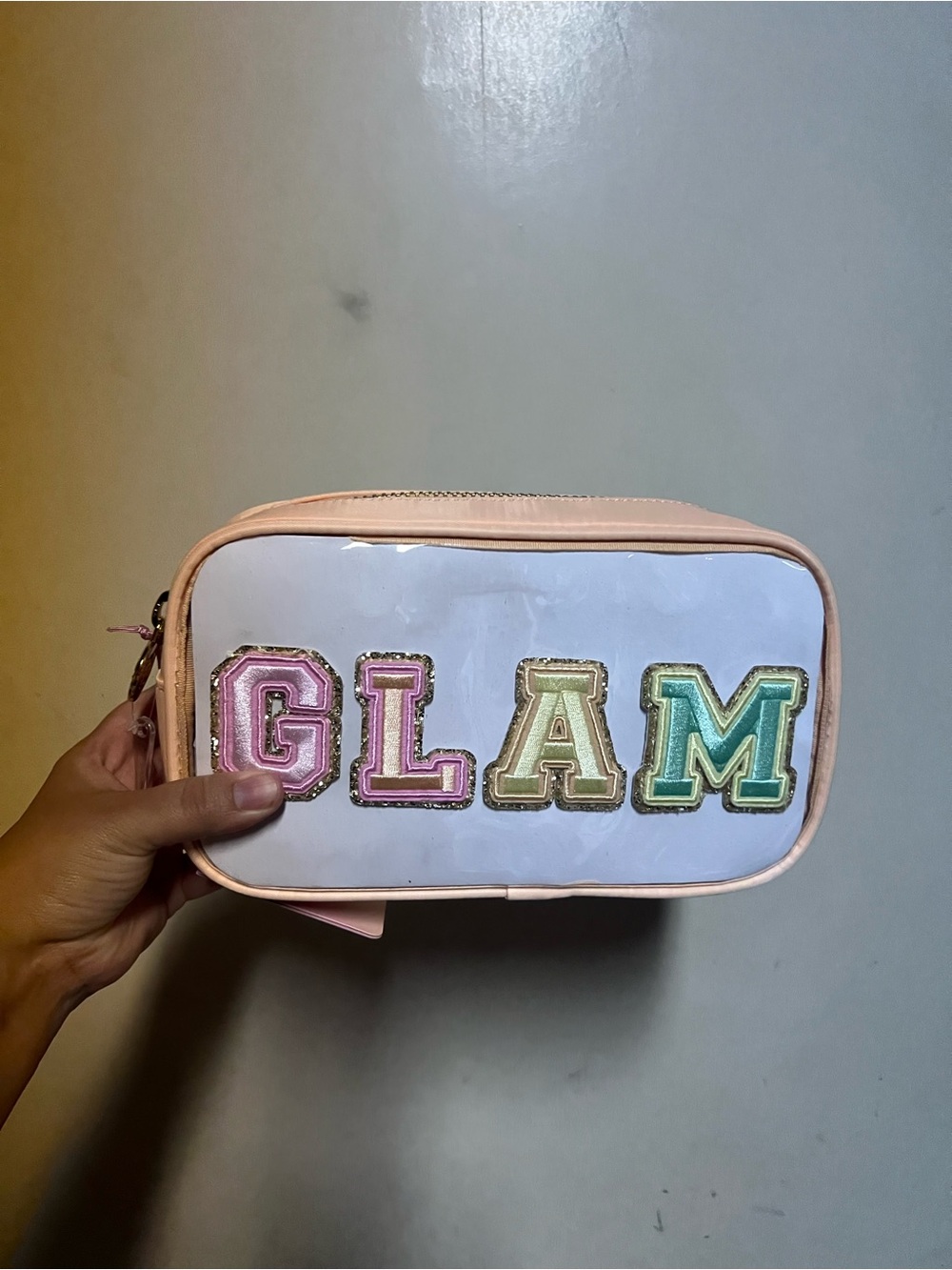 Stoney Clover Lane Pink Cosmetic Case with Pastel GLAM Patches